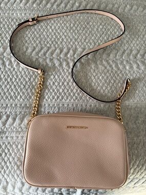 Michael Kors Blush Pebbled Leather Chain Strap Crossbody